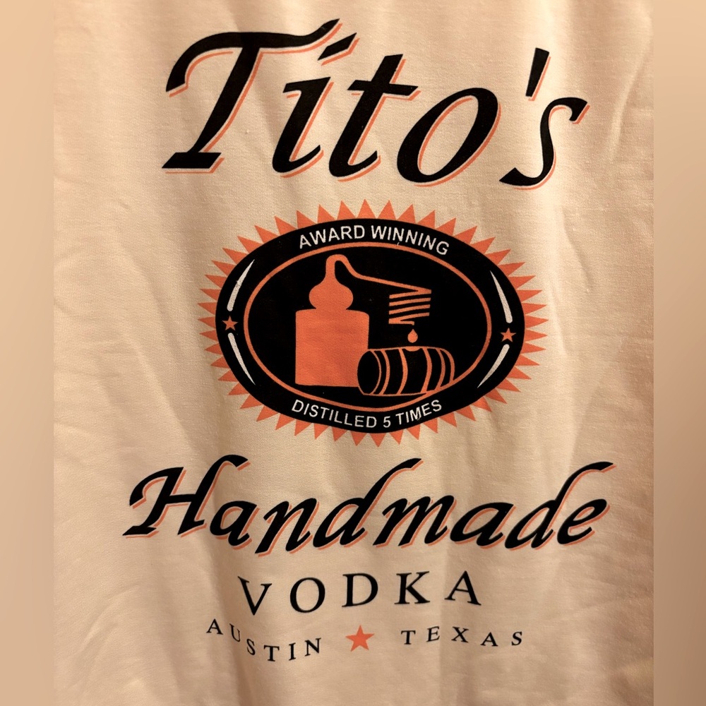 NWT Tito's Handmade Vodka Cream Long Sleeve XL Shirt
